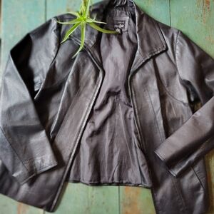 New York & Company Charcoal Leather Jacket